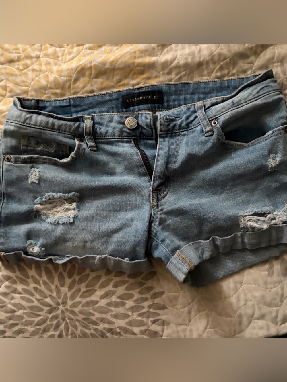 Aeropostale Light Blue Distressed Denim Shorts